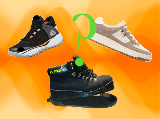What roofing shoes to choose? This image displays three option: sneakers, basket ball shoes and magnetic shoes with their sole covers.