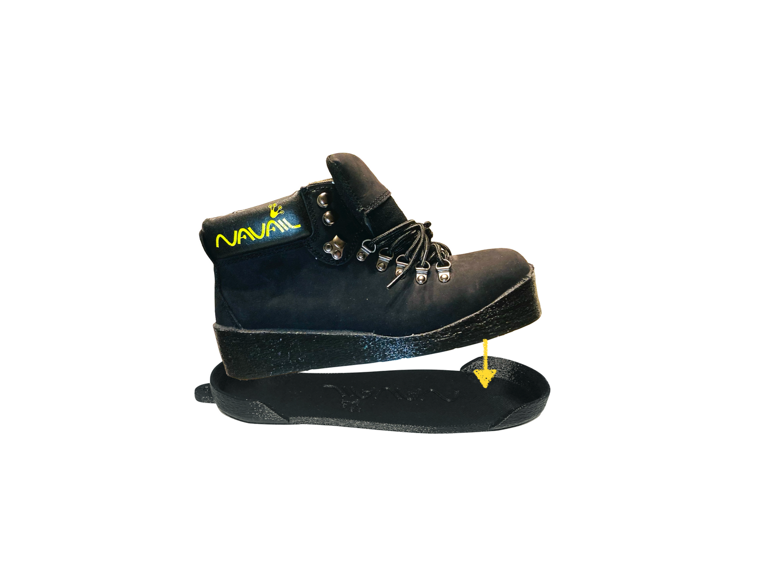The magnetized sole cover is being attached to the sole just using a magnetic fastening