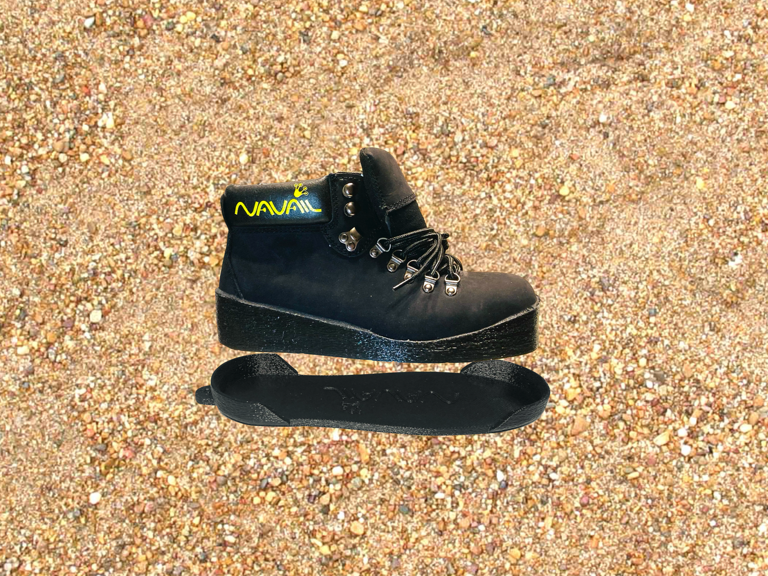 A magnetic boot is placed on top of a magnetized sole cover. The sole cover protects the boot from ferrous debris.