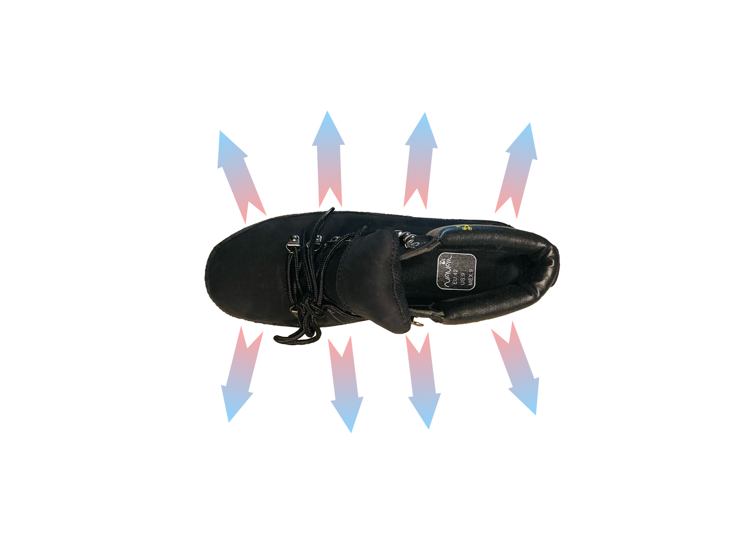 With a porous nubuck leather vamp, the Navail magnetic footwear allows moisture and heat to flow out. This breathability keeps the feet cool and dry.