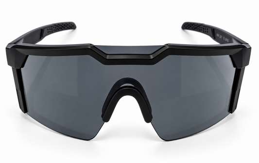 NAVAIL Neo Carbon safety sunglasses with black frame and dark smoke shield lens, front view