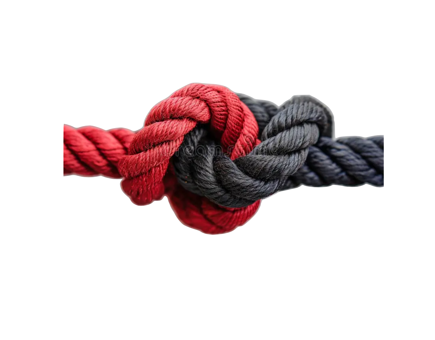 Two ropes are toed together. This represents the strength and durability of Navail roofing shoes.